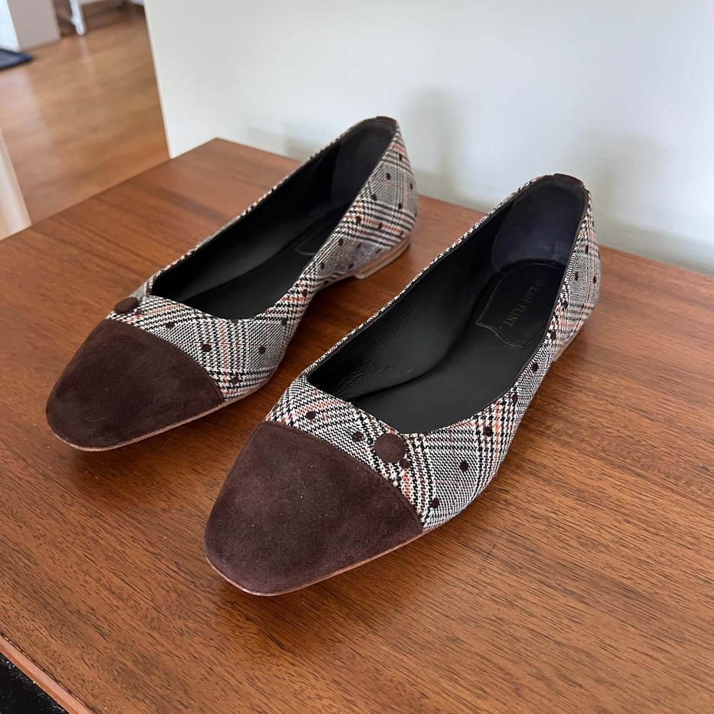 Sarah Flint Espresso Plaid Women's Flats (39)